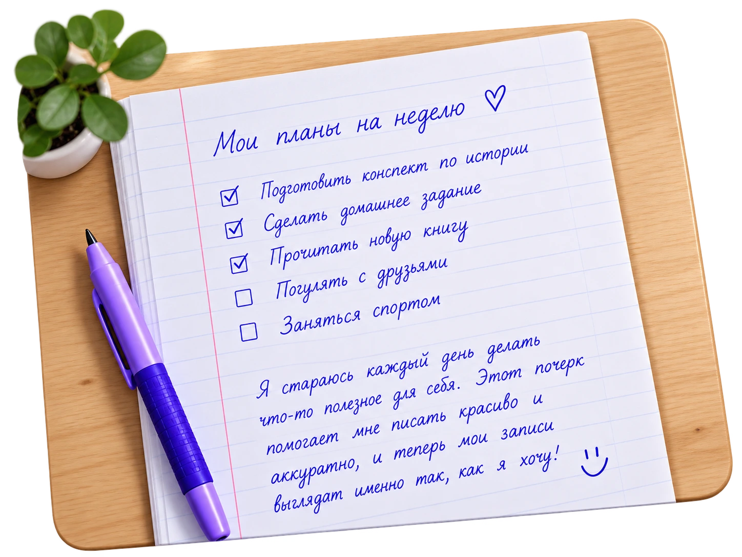 Пример рукописных заметок, созданных своим почерком